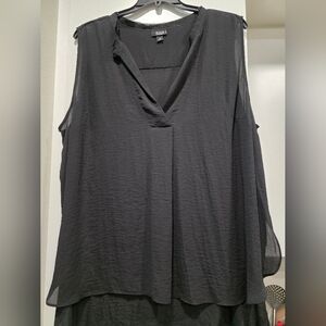 a.n.a Black Sleeveless Notched Collar Blouse